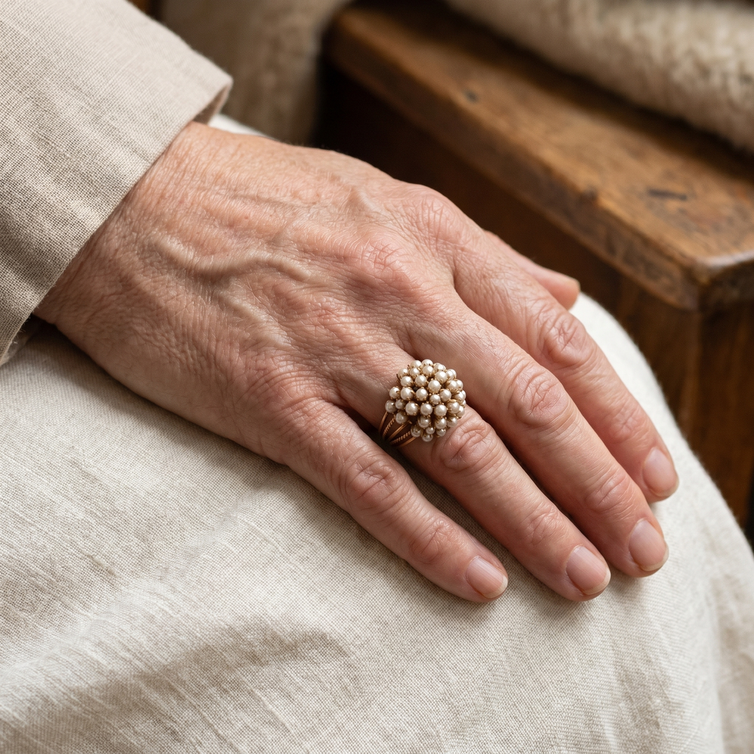 Pearl-Studded Inlay Ring
