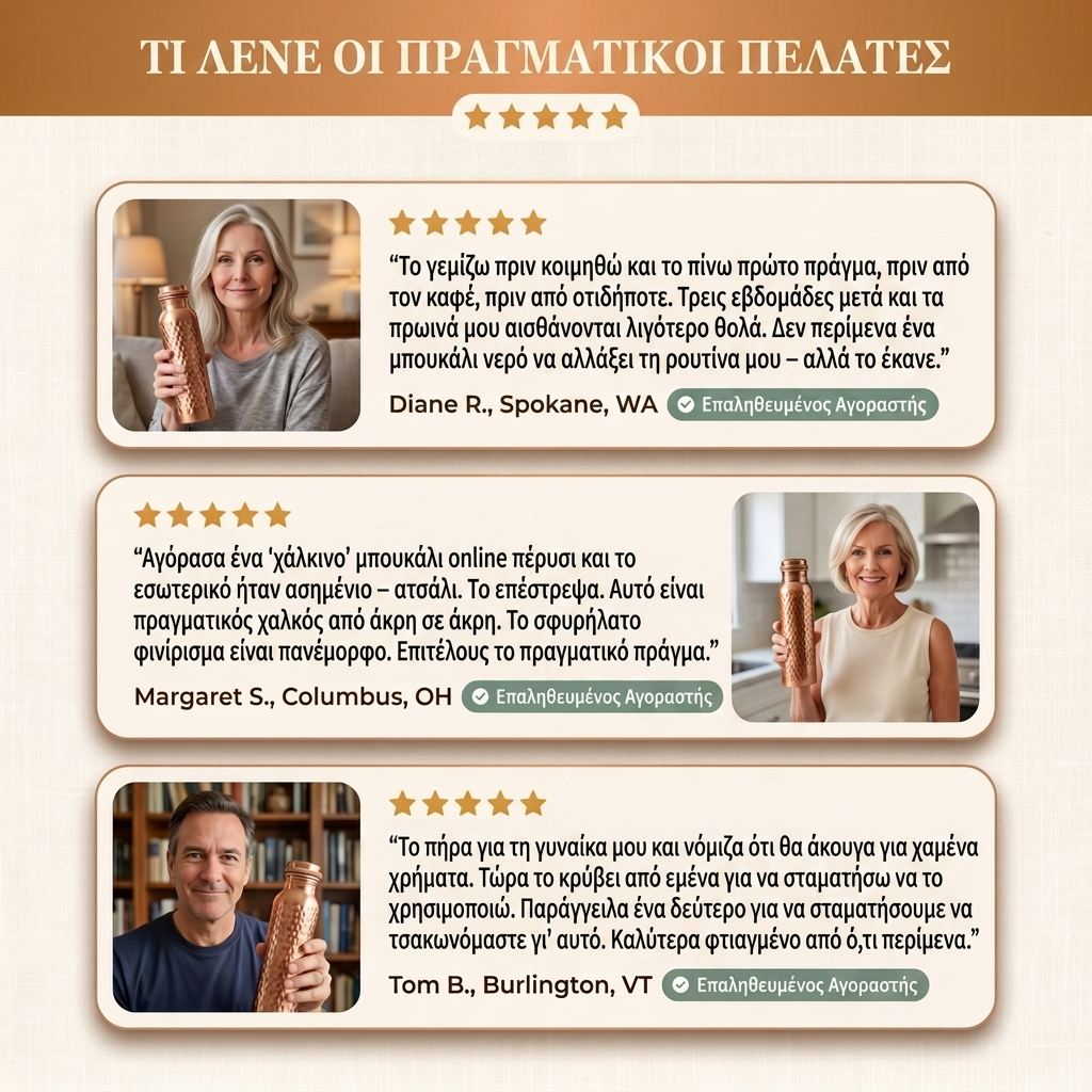 Μπουκάλι νερού από καθαρό χαλκό Aphroditi & Co