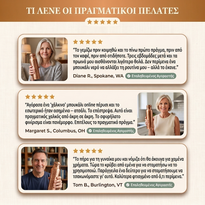 Μπουκάλι νερού από καθαρό χαλκό Aphroditi & Co