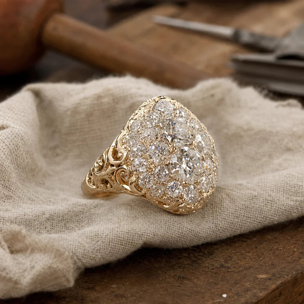 Lustrous Gold Circular Diamond Band