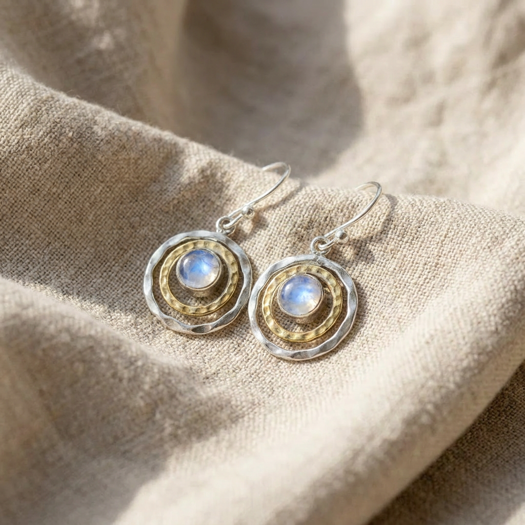 Lunar-Inspired Oval Drop Earrings