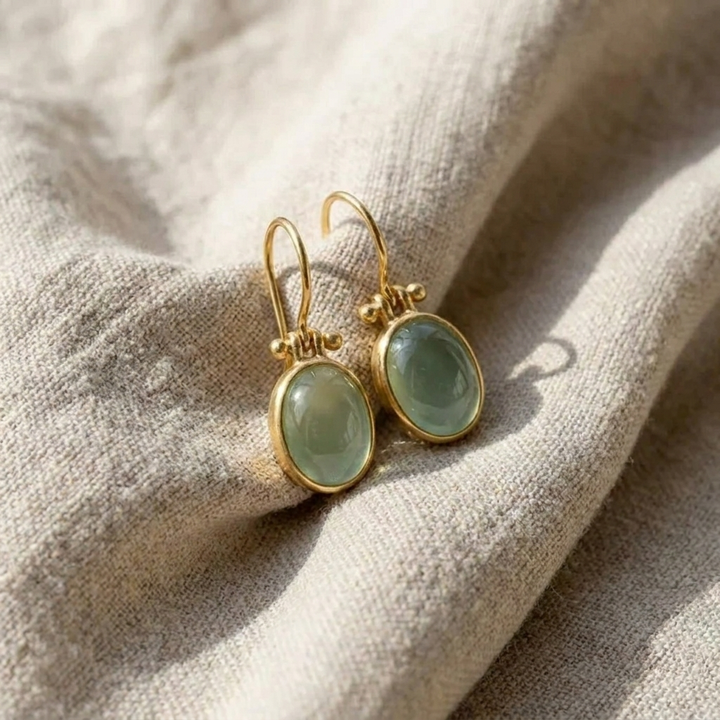 Vintage Green Moonstone Earrings