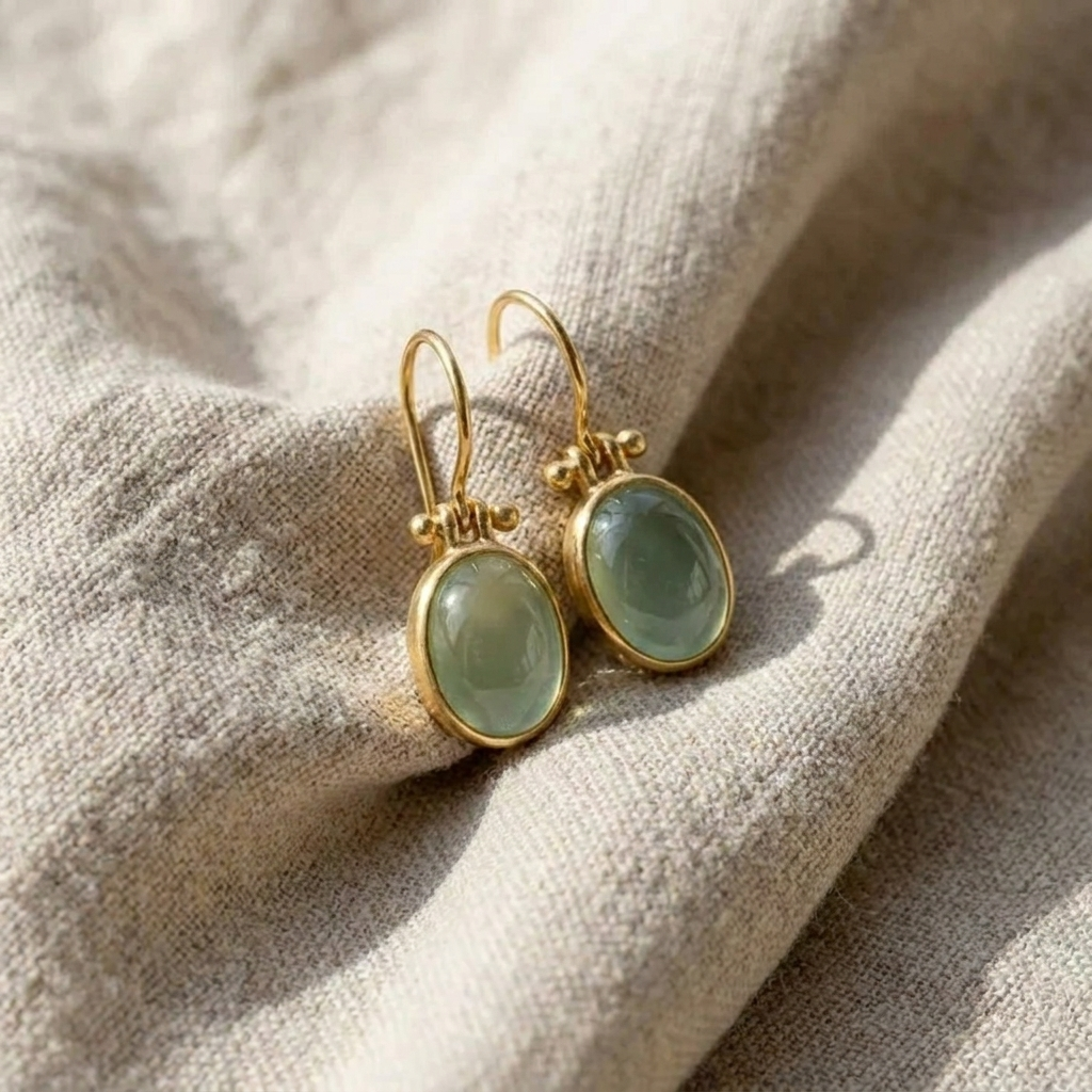 Vintage Green Moonstone Earrings