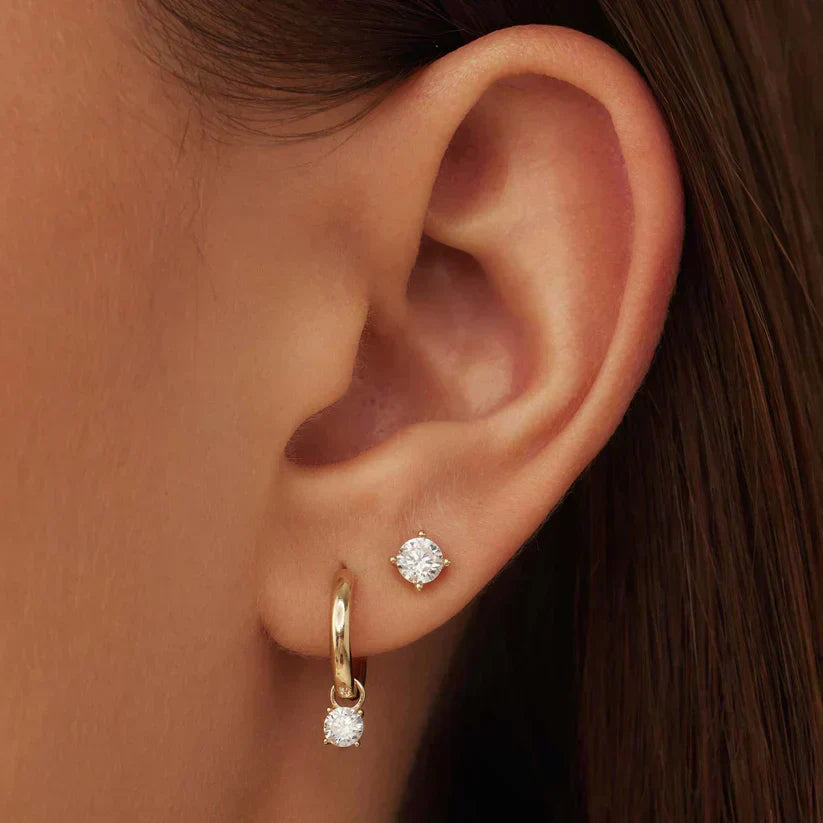 Σκουλαρίκια χρυσά με κομψό πετραδάκι