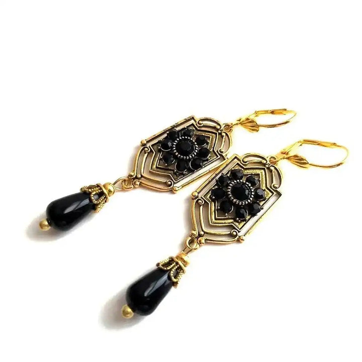 Obsidian Stone Drop Earrings