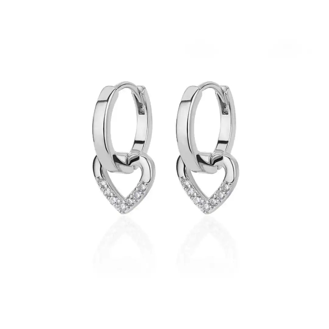 Heart-Shaped Zirconia Earrings