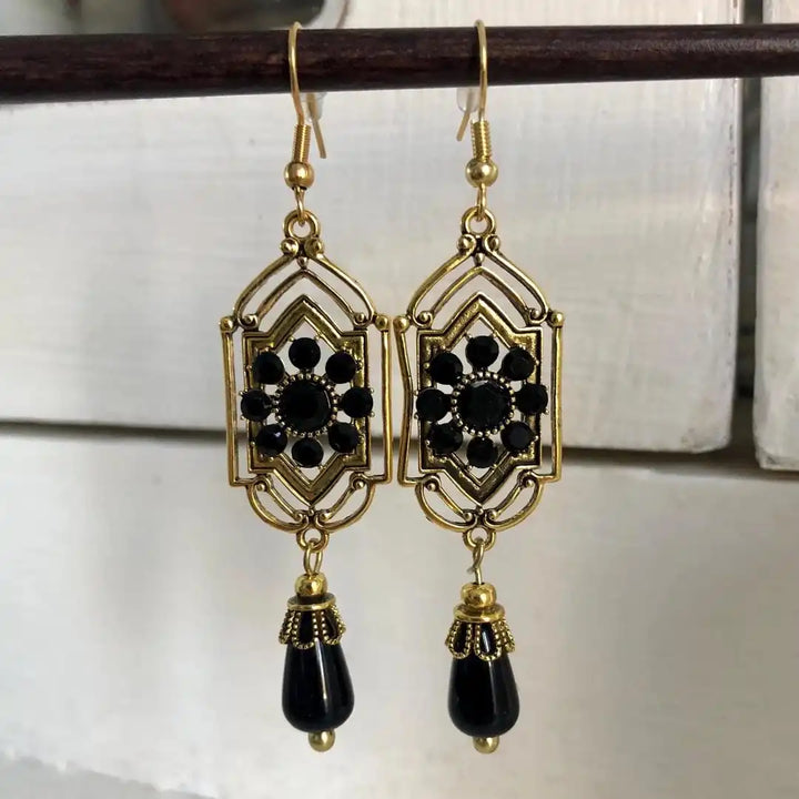Obsidian Stone Drop Earrings