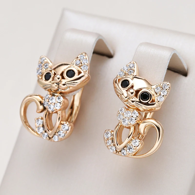 Stylish Gold Kitten Earrings