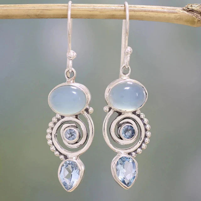 Boucles d'oreilles vintage en pierre de lune