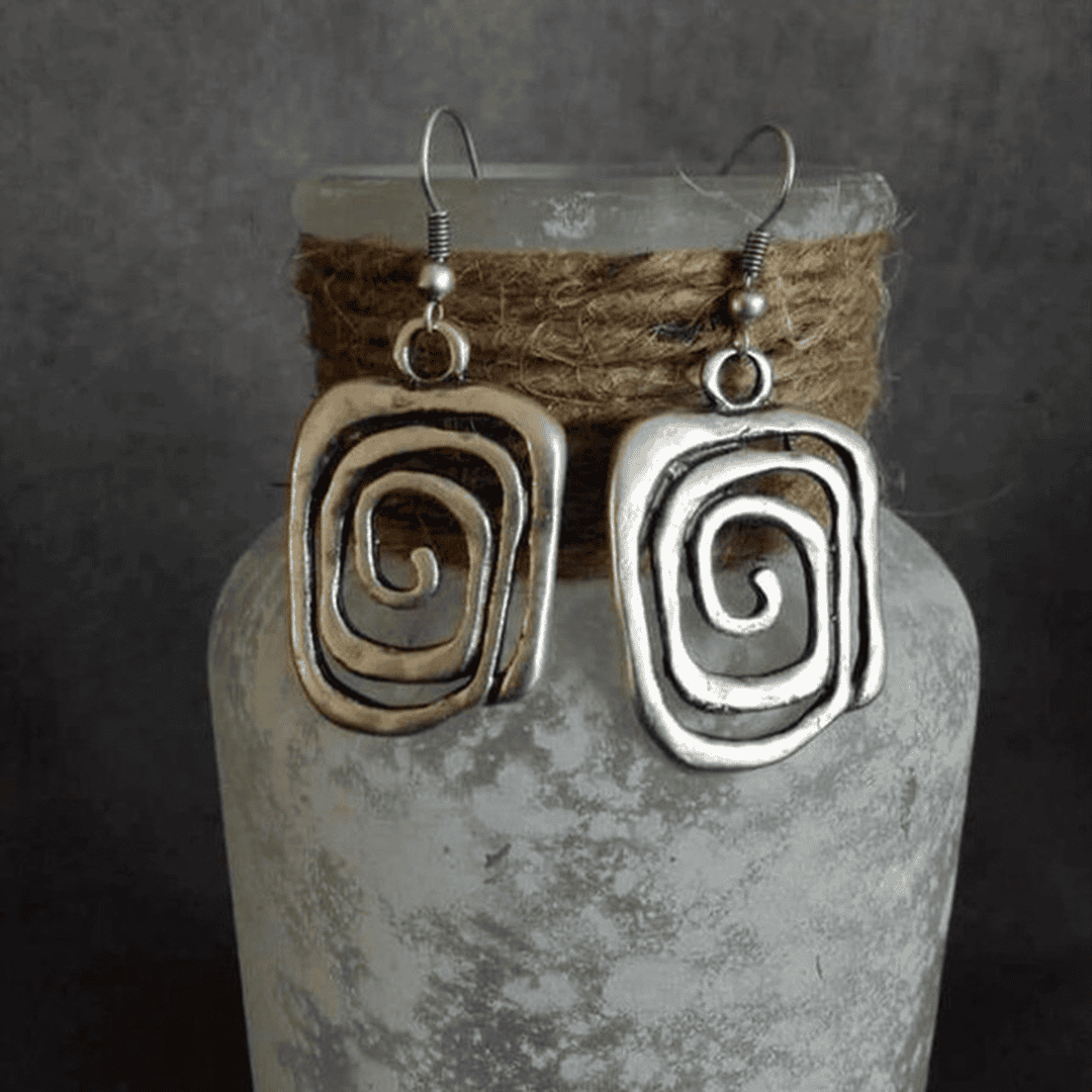 Vintage Swirled Silver Hoop Earrings