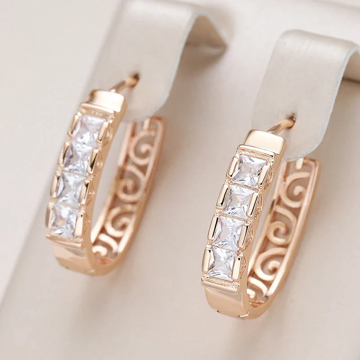 Chic Inlay Zirconia Earrings