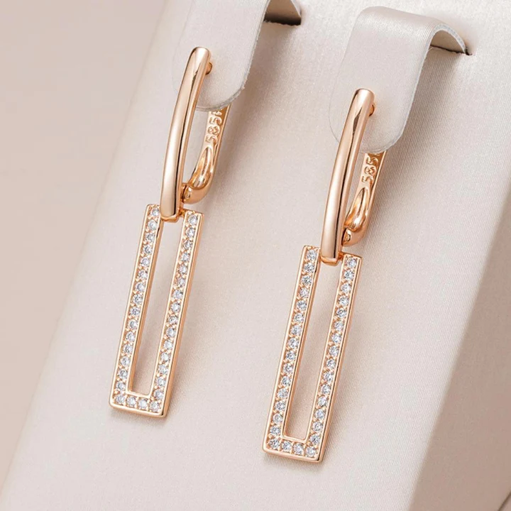 Elegant Gold Rectangular Hollow Earrings