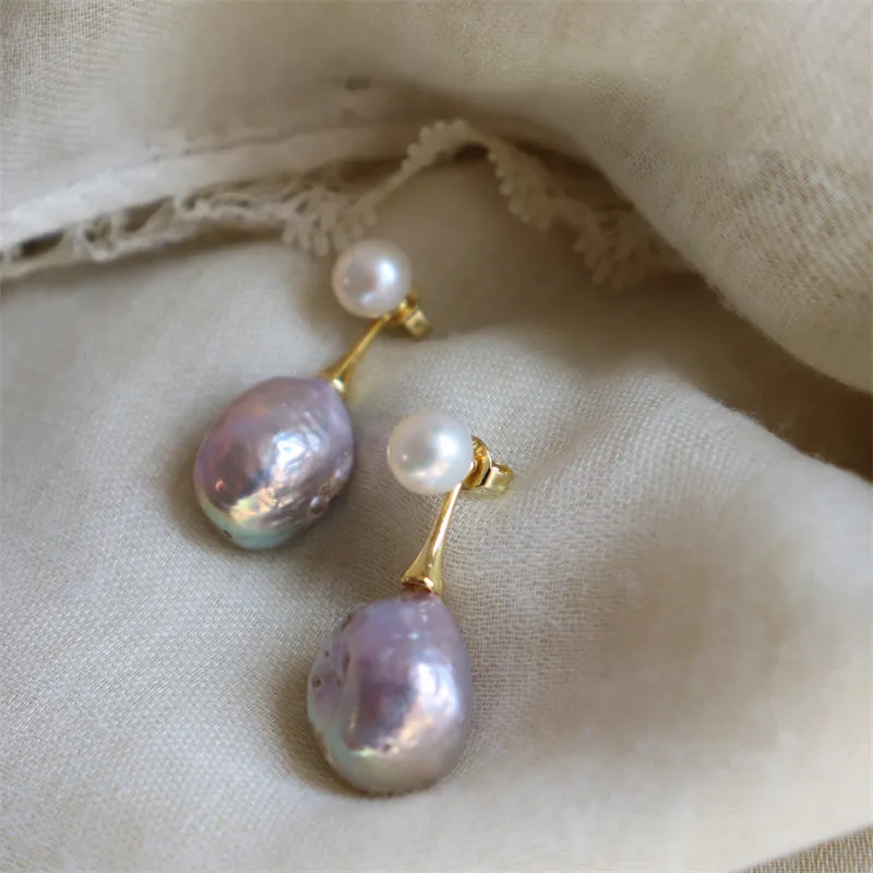 Sophisticated Lilac Pearl Drop Earrings