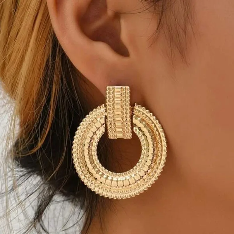 Stylish Golden Cutout Mandala Earrings