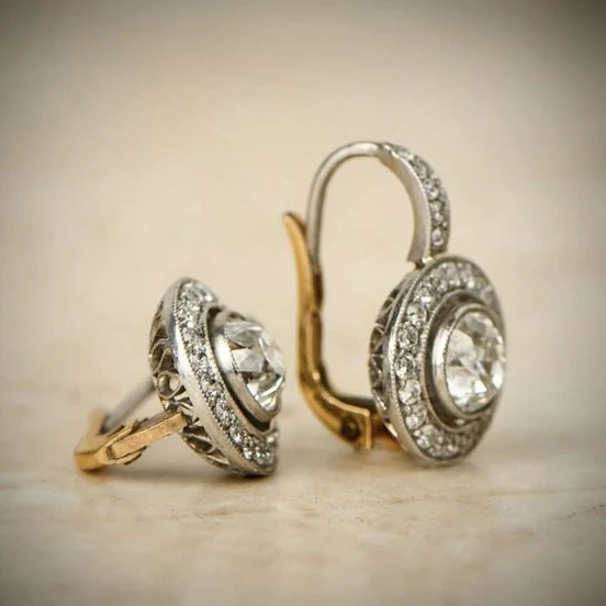 Ρετρό κρυστάλλινα σκουλαρίκια σε χρυσό και ασημί