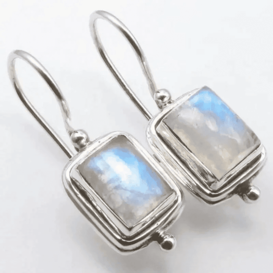Luminous Square Moonstone Earrings