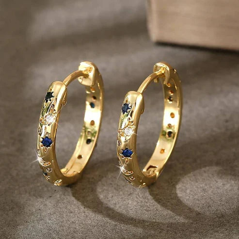 Retro Radiant Gold Hoop Earrings