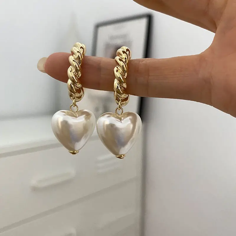 Graceful Heart-Shaped Pearl Earrings