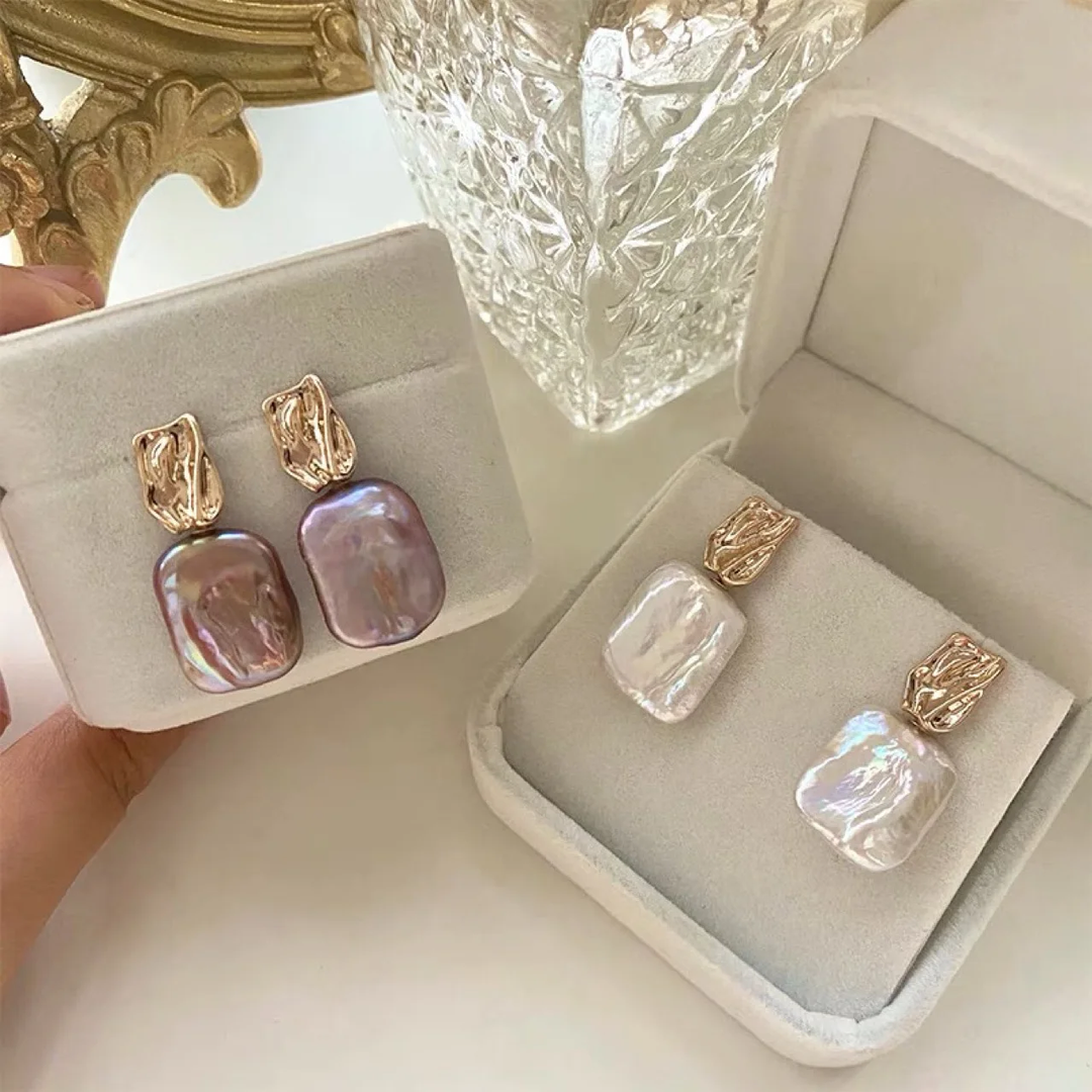 Sophisticated Baroque Pearl Gold Earrings