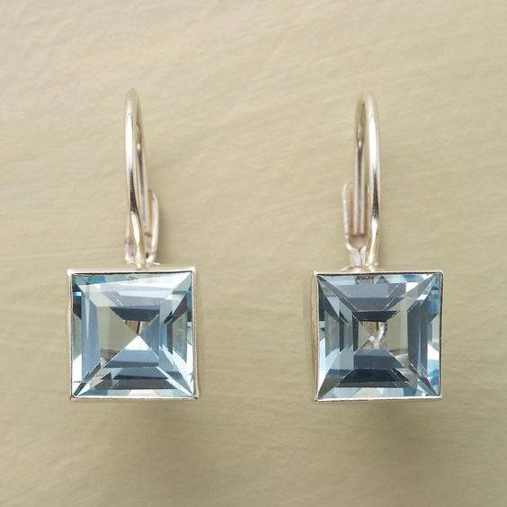 Vintage Blue Cube Glass Earrings