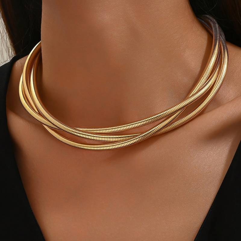 Retro Multi-Layered Gold Necklace
