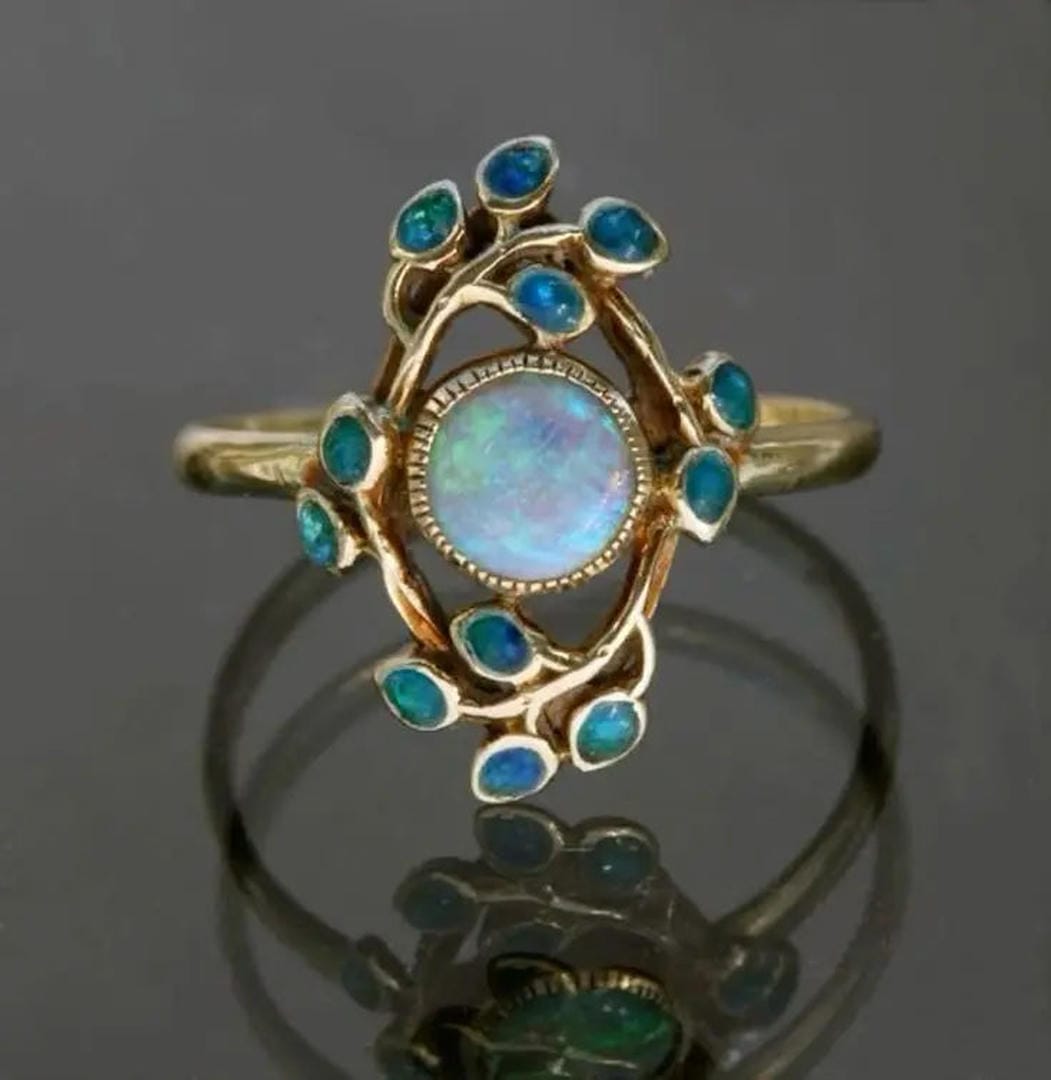 Retro Opal and Sapphire Crystal Ring