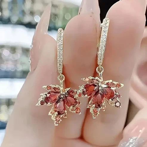 Zirconia Gold Leaf Earrings
