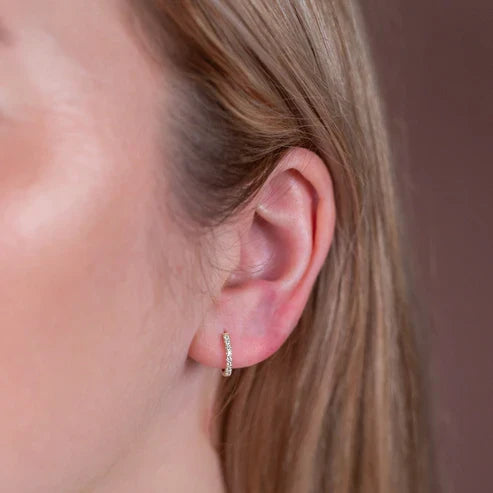 Moissanite Hoop Huggie Earrings