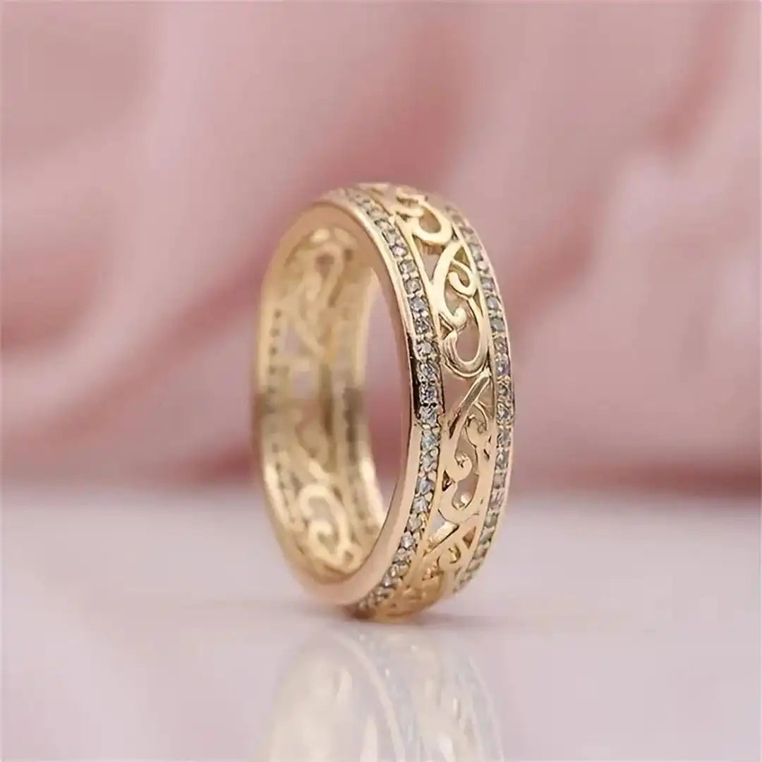 Shimmering Open-Design Gold Ring