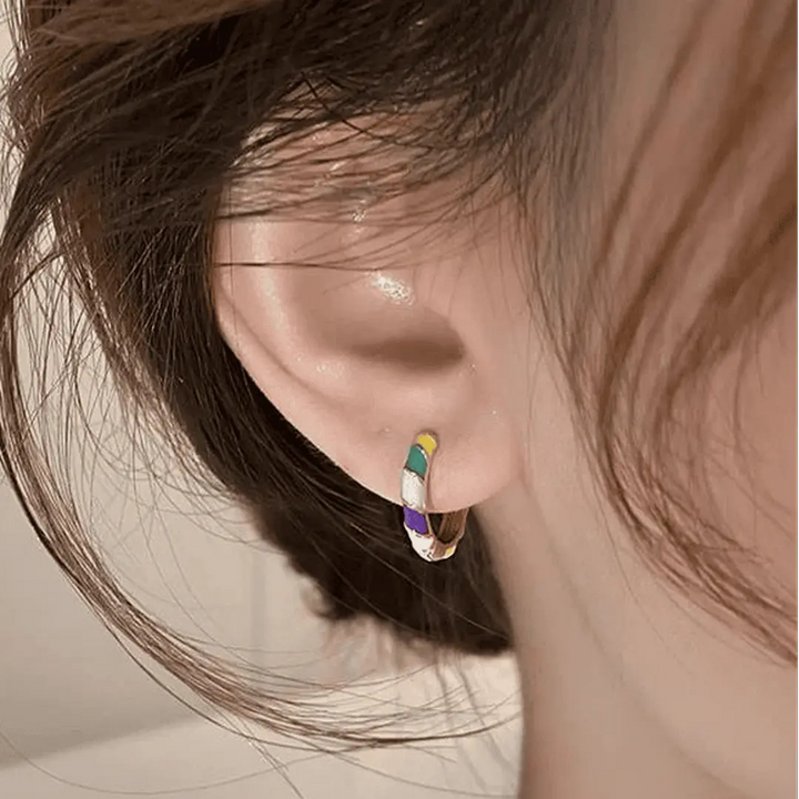 Chic Golden Enamel Earrings