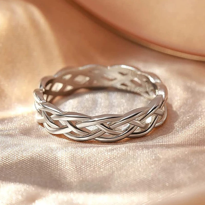 Braided Twisted Silver Band Ring