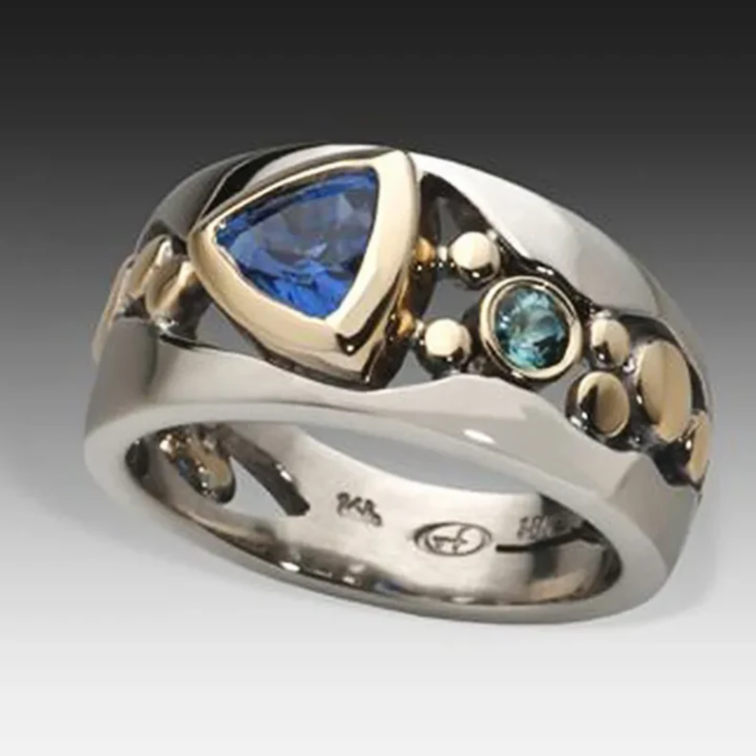 Bi-Color Sapphire Crest Ring
