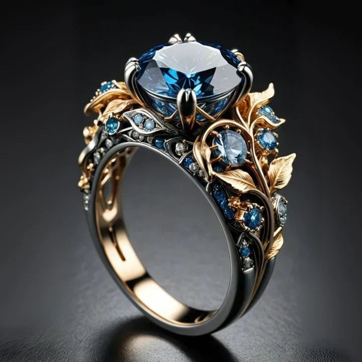 Captivating Azure Gem Flower Ring