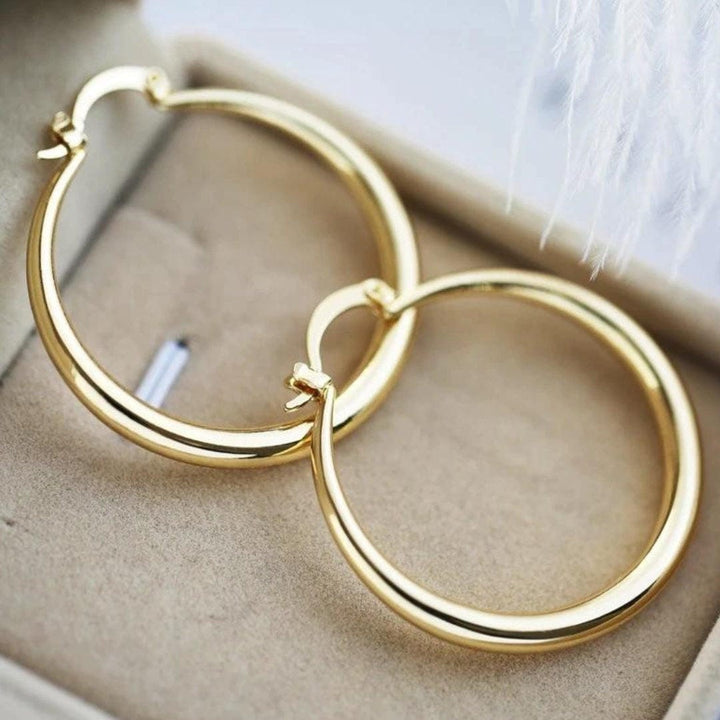 Shiny Large Gold Hoop Earrings