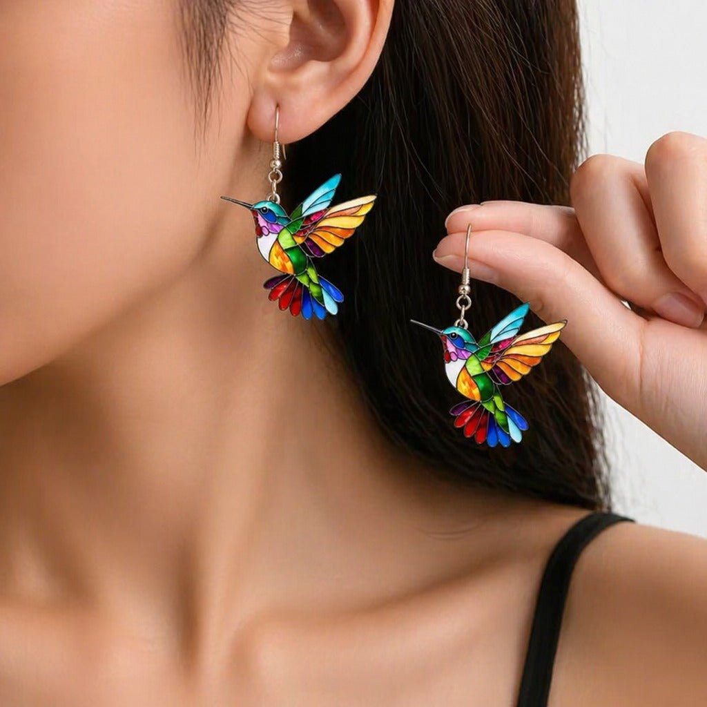 Acrylic Hummingbird Dangle Earrings