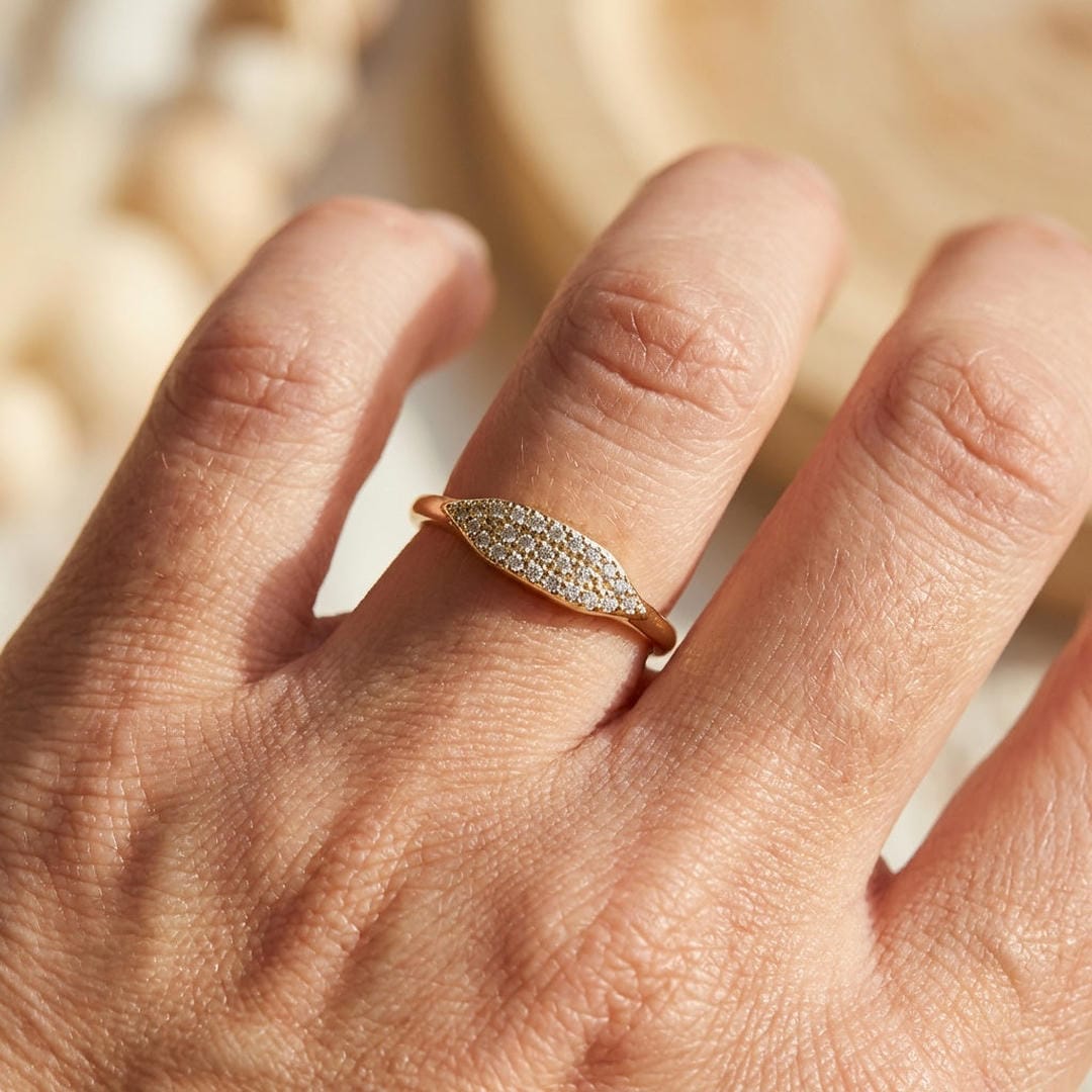 Marquise Pavé Stackable Ring