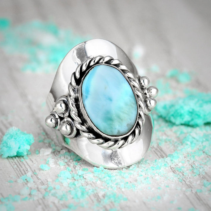 Δαχτυλίδι Boho από Ασήμι Sterling με Λαρίμαρ