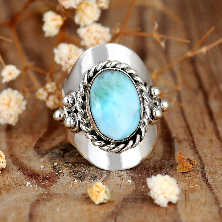 Δαχτυλίδι Boho από Ασήμι Sterling με Λαρίμαρ