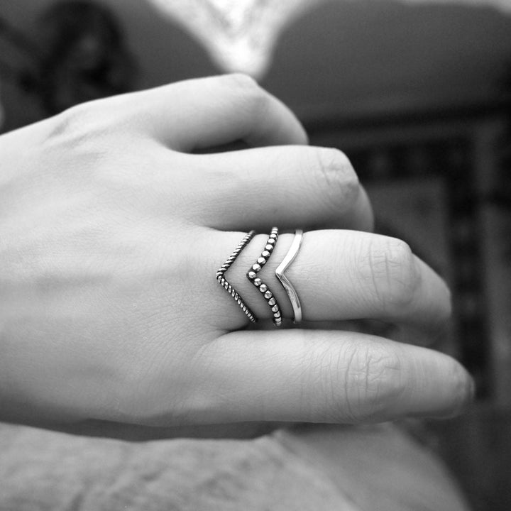 Δαχτυλίδι Chevron Τριπλό από Ασήμι 925