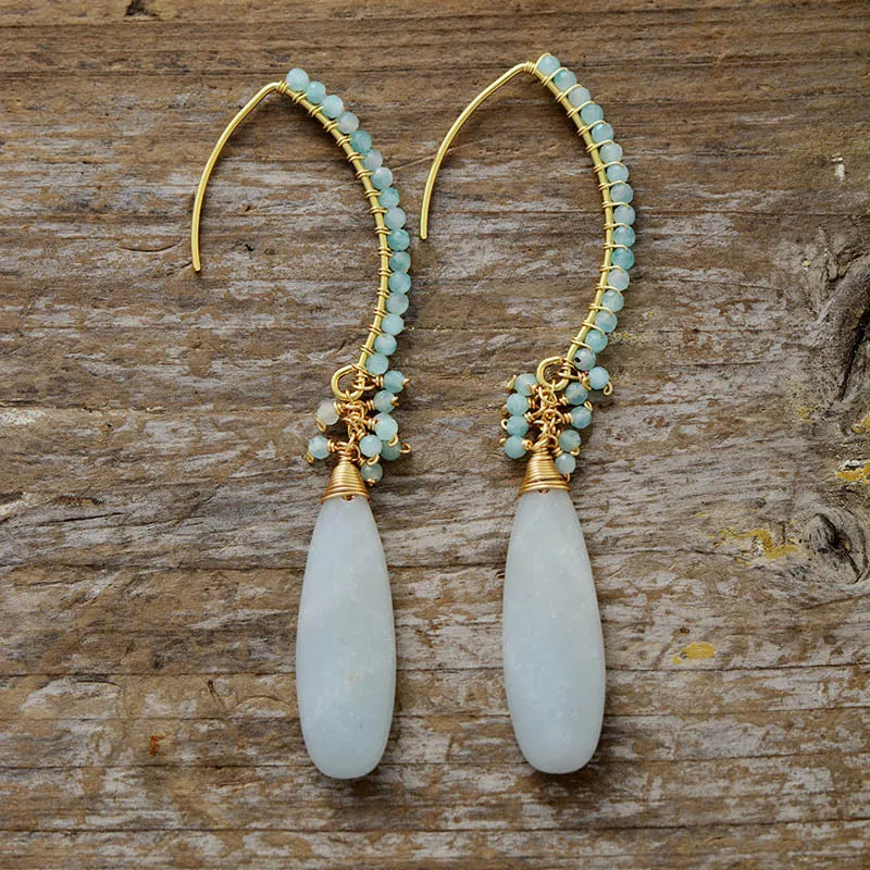 Elegant Amazonite and Gold Drop Earrings